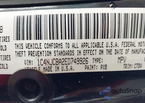 2014 Jeep Compass Sport from USA, damaged, VIN 1C4NJCBA2ED749926